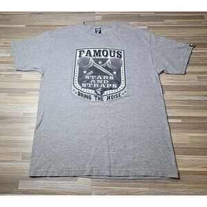 Famous Stars and Straps Shirt Mens L Grey Bring the Noise T-Shirt Double Sided